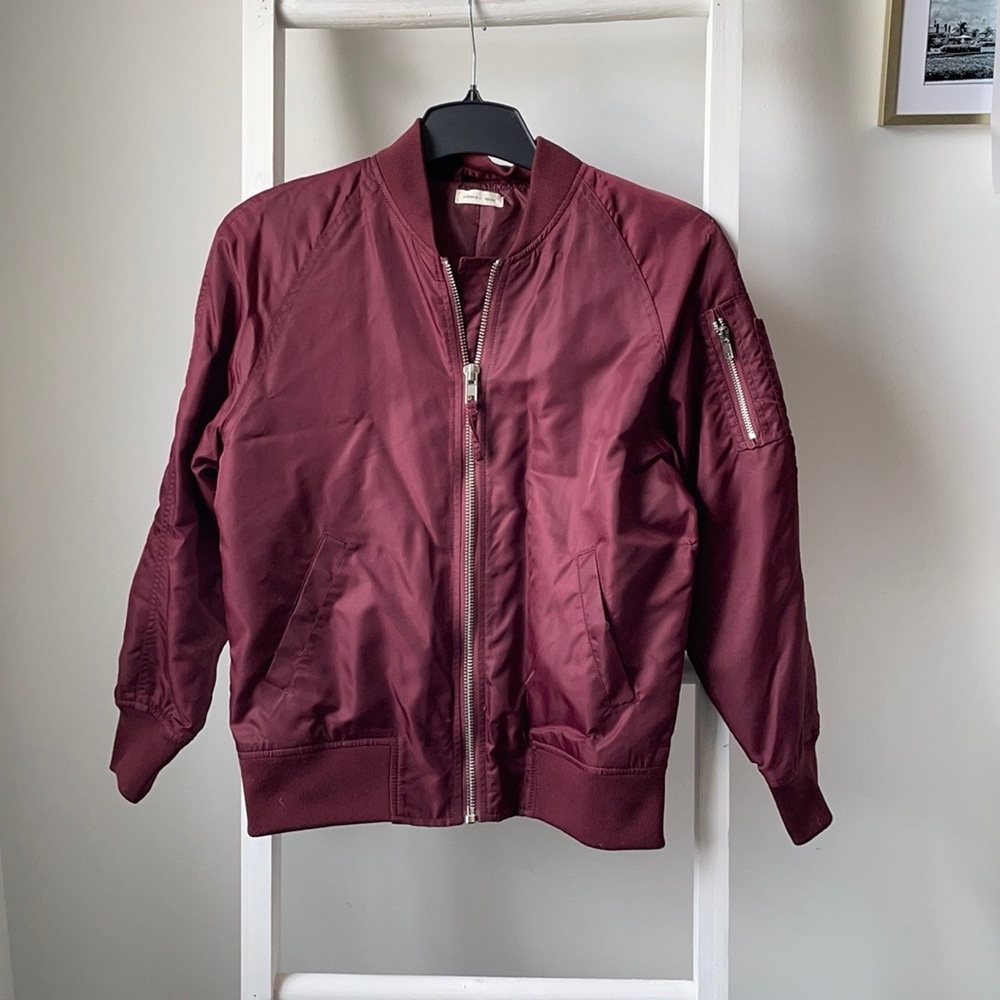 Maroon Bomber coat from Garage